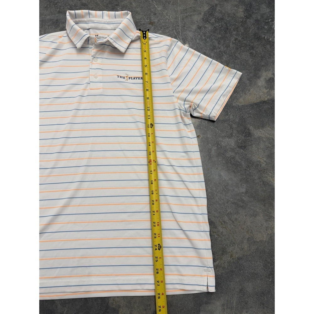 Under Armour Playoff Polo Mens Large White Multicolor‎ Striped Golf The Players - Picture 4 of 7